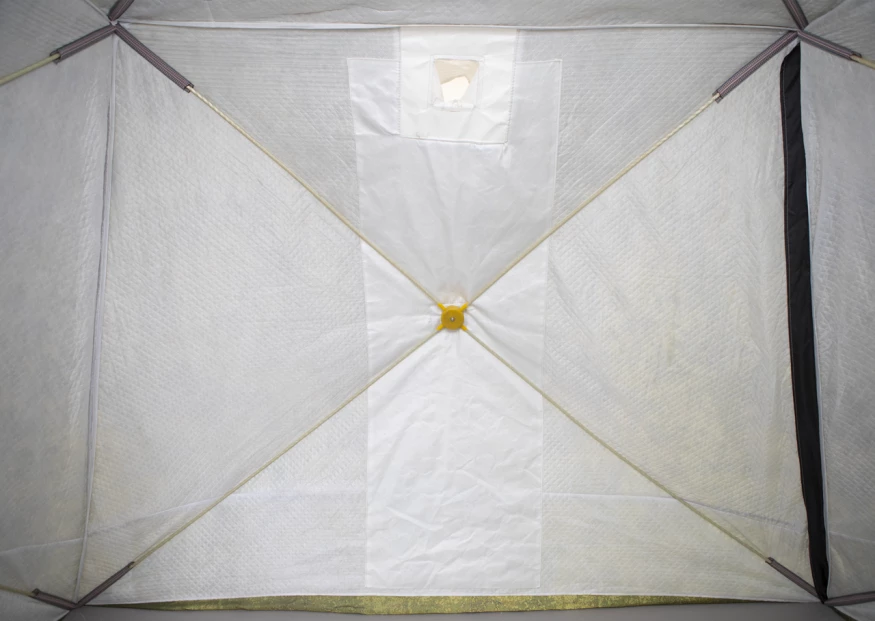 Палатка зимняя КУБ 4 камуфляж (трехслойная), с навесом