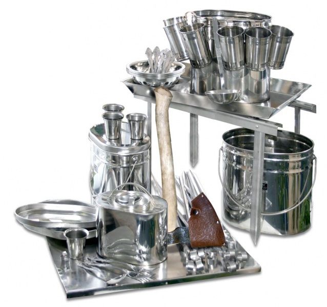 Набор автотуриста Большой пикниковый (сталь), крышки с ручками, Роза Ветров