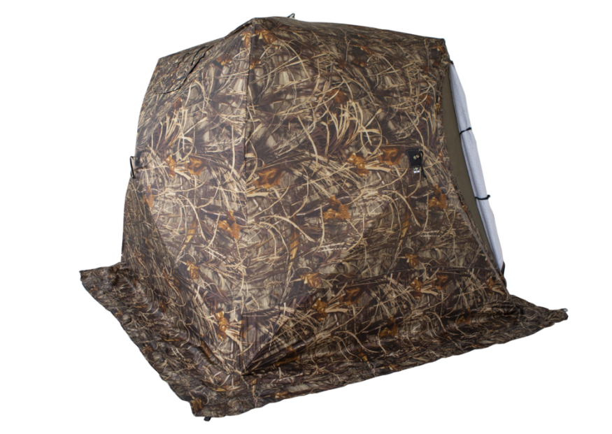 Палатка зимняя КУБ 3 камуфляж (трехслойная) с выводом под трубу