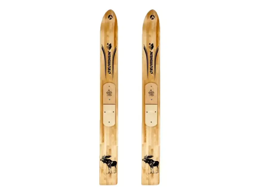Лыжи ОХОТНИК, дерево, длина 145 см, ширина 150 мм, с накладками