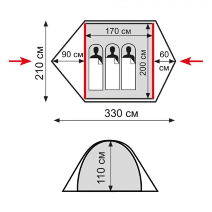 Палатка Tramp Ranger 3 V2, зелёный