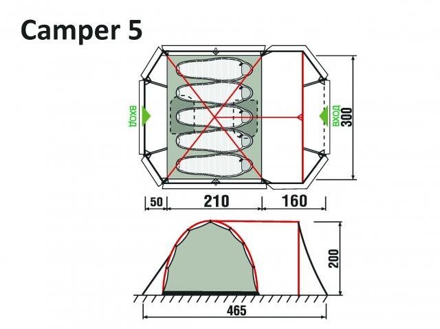 Палатка RockLand Camper 5 белый/оранжевый цвет
