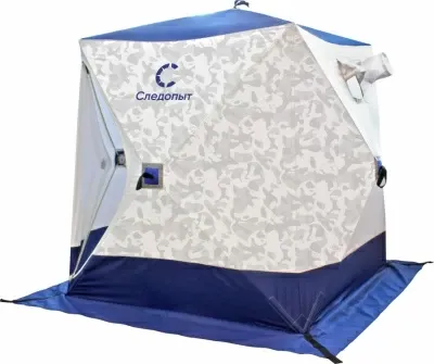 Палатка КУБ 4 (однослойная), 2,1x2,1 м, PU 1000, бело-синий с принтом